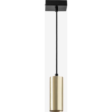 Sklum – Plafonnier en métal doré – Abat-jour en fer – Câble textile réglable 136 cm – Ampoule GU10 non incluse – Pour salons et cuisines
