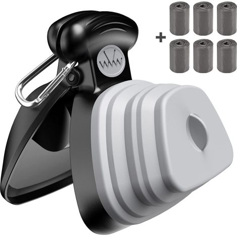 Pet Pooper Scooper, Portable Poop Scoop pour Chien Chat avec Distributeur de Sac, Portable Outil De Nettoyage de Pelles pour Animaux pour Maison ou Extérieur (6 Rouleau de Sacs à Déchets Inclus)