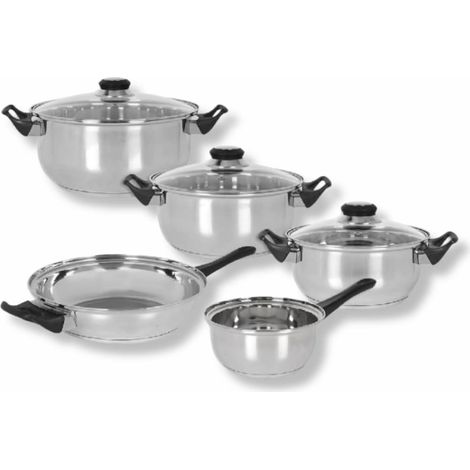 Batterie de Cuisine à Induction 8 Pièces en Acier Inoxydable – Ensemble de Casseroles et Poêles avec Couvercles en Verre – Compatible Tous Feux (1/5)