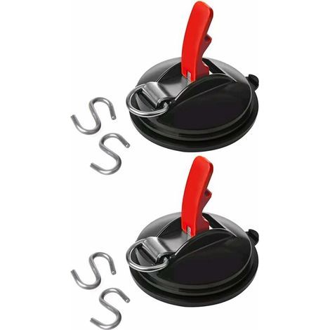 2 Pcs Ventouse avec 4pcs Crochets en S,Multifonctionnel Ventouse Camping Crochet d'Aspiration Extra Fort Fixation Support Ventouse Support Ventouse pour Voiture Camping Camping-Car Tendeur 1311.5cm (1/4)