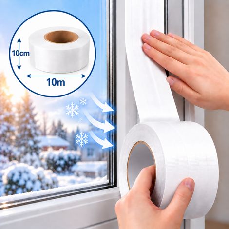 Ruban d’Étanchéité PVC autocollant pour fenêtre et porte, anti-courant d’air, Blanc 10cm10M (1/5)