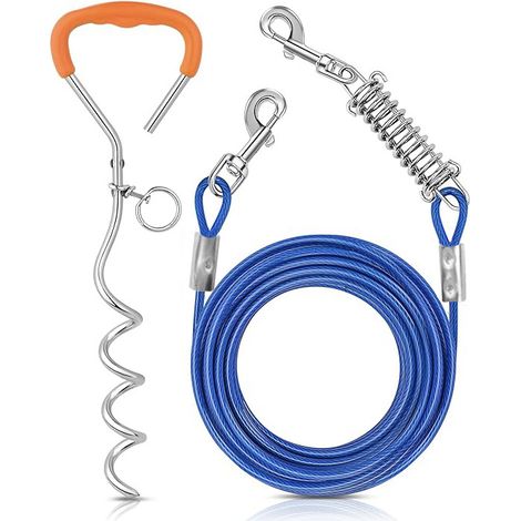 Correa y palo para perros de acero inoxidable, apto para jardines y patios exteriores.