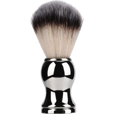 1 Brosse à rasage, poils synthétiques doux, manche argenté incurvé, pour maison et salon (1/5)
