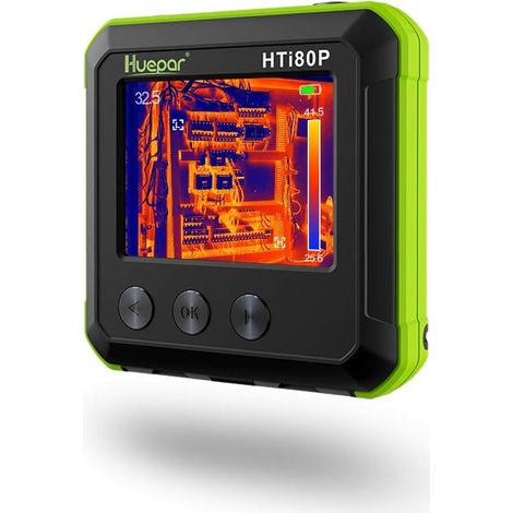 Huepar Caméra Thermique Infrarouge de Poche (Ne pas Mesurer la Fièvre Humaine), Caméra d'Imagerie Thermique Industriel -10+400 ℃, Résolution 80X60, Suivi de Température et Emissivité Réglable-HTi80P
