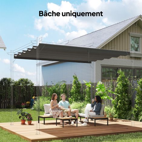 Toile de toit pour pergola tonnelle rétractable de gris clair toile uniquement 4 x 3 m 350 x 260 cm design moderne (1/5)