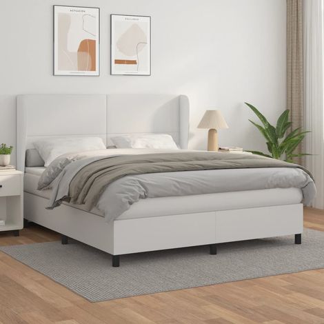 Cama box spring con colchón cuero sintético  180x200 cm