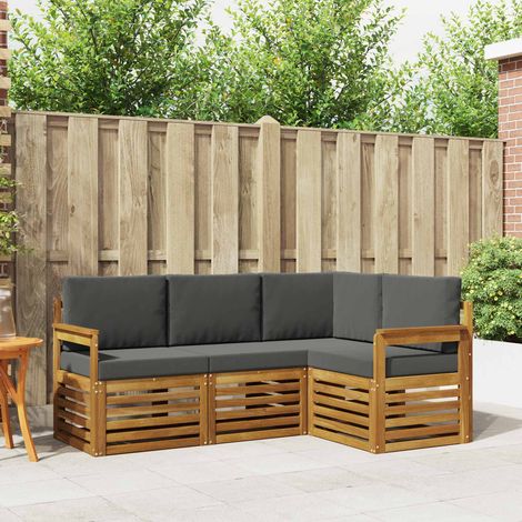 Sofagarnituren 4 pcs Natur und Anthrazit Massivholz Akazie