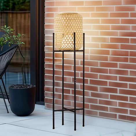 [NEUWERTIG] B-Ware Lucande Stehleuchte Standlampe LED Akku Adebi Bambus Schwarz Dimmfunktion Outdoo (1/2)