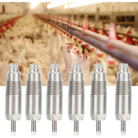 6Pcs Abreuvoir Automatique à Poulet, Mangeoire à Boire pour Tétine deVolaille en Acier Inoxydable (1/5)