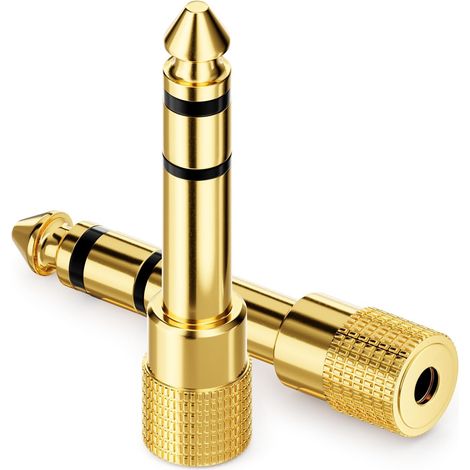Adaptateur Jack [2 Pièces] 6,35mm vers 3,5mm - Coupleur Audio Stéréo Adaptateur Jack - pour Casque Guitare Hi-FI Récepteur Amplificateur Home Cinéma Table de Mixage Clavier TRS (1/5)