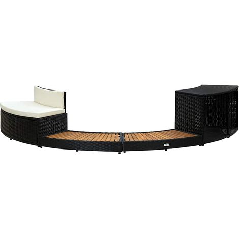Maison Exclusive - Whirlpool-Umrandung Schwarz Poly Rattan & Mass