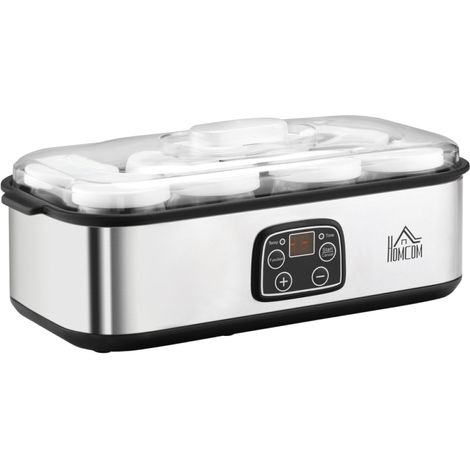 Yaourtière Grecque avec Écran LCD 8 Pots en Verre sans BPA 180 ml Minuterie 1-48h et Température Réglable 20-50°C 25W 1,44L (1/5)