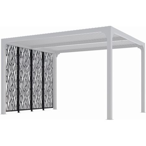 Habrita – Panneaux moucharabieh en acier époxy gris anthracite 3m pour pergola bioclimatique – Design moderne et contemporain – Résistance aux intempéries (1/5)