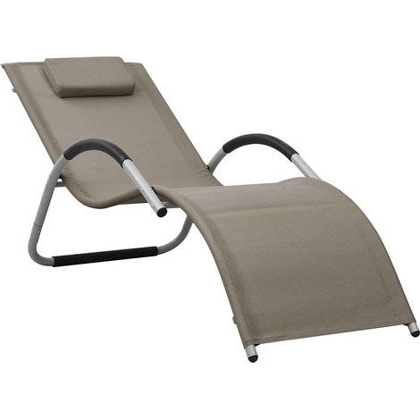 vidaXL Chaise longue textilène taupe et gris (1/5)