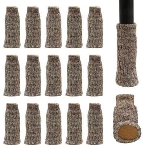 Set mit 16 Stuhlbeinsocken mit Filzgleitern – Doppellagig, rutschfest – Für Zuhause, Schule, Büro, Bibliothek (Khaki) (1/4)