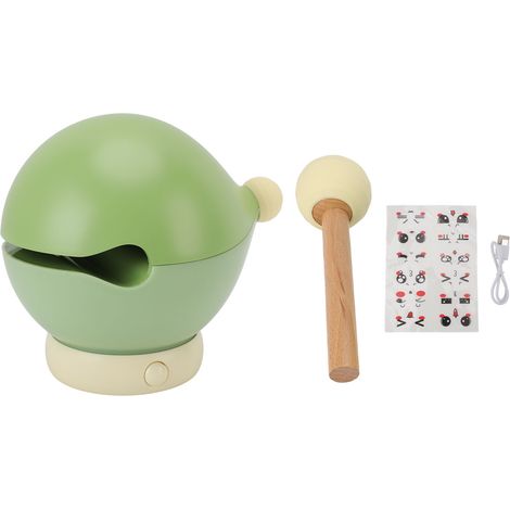 GARRYFIZH Veilleuse poisson en bois, rechargeable, sans fil, variable, avec autocollants mignons, 3 niveaux de luminosité, lampe de chevet, vert