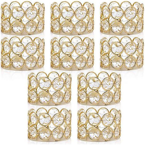 Lot de 10 Porte-bougies chauffe-plat métal cristal nordique accessoires table dîner élégants décoratifs (1/5)