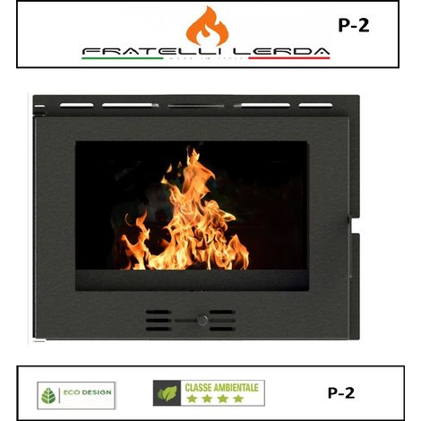 Fratelli Lerda – Insert cheminée à bois 60 cm – Puissance 8 kW – Rendement 81,1 % – Système de post-combustion – Tiroir à cendres amovible (1/5)