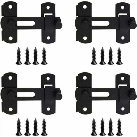 [JAMAIS UTILISÉ] Lot de 4 verrous inox loquets de porte serrure coulissante noir avec vis pour porte vitrine cave cave à vin (1/4)