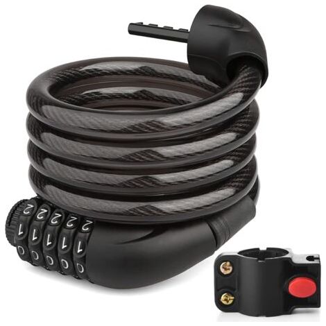 Cadenas à Vélo Chaînes, Extérieur Antivol Cadenas à Vélo Chaînes con vélo Titulaire, 5 Digit Combinaison, Vélo Câble Antivol(125cm) (1/5)