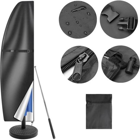 Telo di copertura per ombrellone a braccio - 205x57 cm - Con cerniera e asta - Per ombrelloni da 2,1 a 3,3 metri - Copertura per ombrellone da balcone, ombrellone da mercato, ombrellone da giardino (1/5)