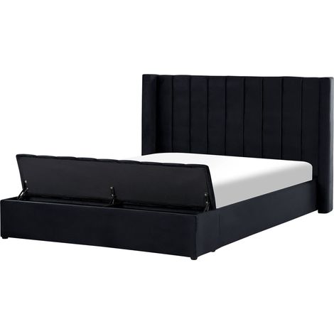 Waterbed with Storage Bench Velvet NOYERS 180 x 200 cm (EU Super King) Black