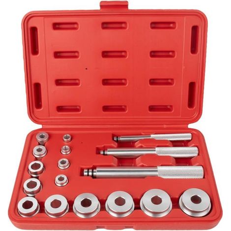 Kit d'outils pour roulements de roue (17 pièces) : joint d'étanchéité pour bague de roulement, disques de guidage, kit de montage de bagues d'essieu. (1/5)