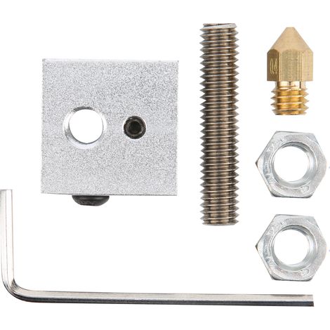 4-teiliges 3D-Drucker-Zubehörset: Heizblock, 1,75-mm-Gewinderohr, 0,4-mm-Düse, Schraubenschlüsselsatz