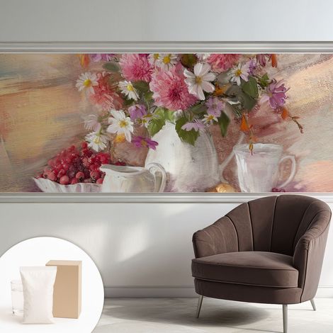 Papier peint intissé mural avec imprimé pour décoration pour salon pour chambre à coucher pour entrée Fleurs des champs 250x104 cm (1/5)