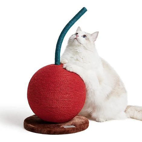 Kratzbaum aus Kirschholz, 57,5 cm hoch, mit Sisalkugel, vertikaler Kratzbaum für Wohnungskatzen, Kitten SuppliesTR (1/5)