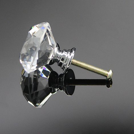 Lot de 8 boutons de porte en cristal, poignées de meubles diamant, boutons de poignée diamant pour placards, tiroirs, boutons de cuisine - 30 mm (1/4)