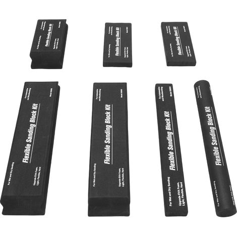 7 pièces kit ensemble cales à poncer souples EVA noires sec/humide avec 7 abrasifs carrosserie menuiserie (1/5)