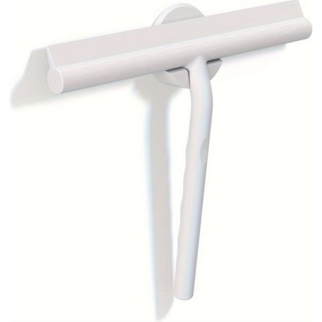 (Blanc, 28 cm) Raclette de Douche pour Douche, Salle de Bain, carrelage, Miroir, fenêtre, Support magnétique sans perçage, Autocollant, Design Moderne élégant. (1/4)