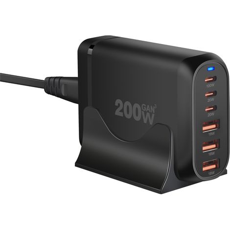 200 Wnitrure de galliumPDchargeurRecharge rapide multifonctionnelle 3A3 CChargeur de bureauTrop de bouche4C2Aadaptation(N112) (1/5)