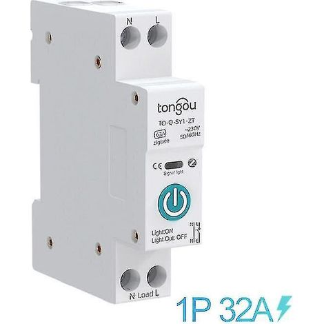 Disjoncteur intelligent Tuya Zigbee avec compteur 1P 63A sur rail DIN 32A sans compteur (1/5)