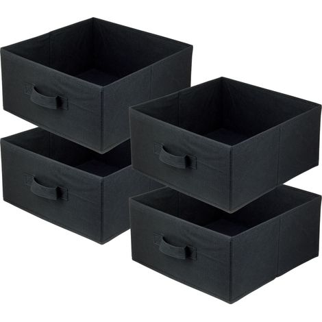 Boîte textile 31x31x15 noire - Lot de 4