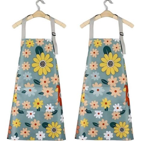 Set di 2 grembiuli 75 x 65 cm Grembiule da cucina Grembiule con motivo floreale Grembiule per la casa Resistente alle macchie Durevole Estetica Minimalista Lavoro (1/5)