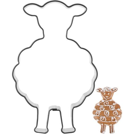 Tagliabiscotti a forma di pecora in acciaio, 7 cm