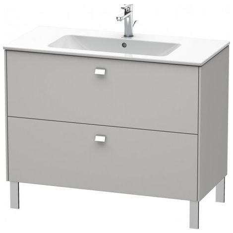 Duravit Meuble sous-lavabo Brioso sur pied 102,0 x 47,9 cm, avec 2 tiroirs, avec découpe pour siphon et tablier, pour lavabo ME by Starck 233610, Couleur (avant/corps): Gris béton Décor mat, manche chromé - BR440301007