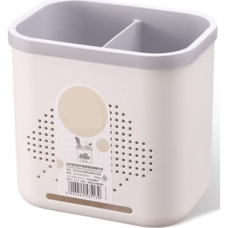 Couverts Égouttoir en Plastique pour Ustensiles De Cuisine Cuillère Couteau Organisateur Titulaire Évier, Drainage Multifonctionnel Ménage Baguettes Cage, 2 Cellules Baguettes Tube,Gris-Ensoleillé