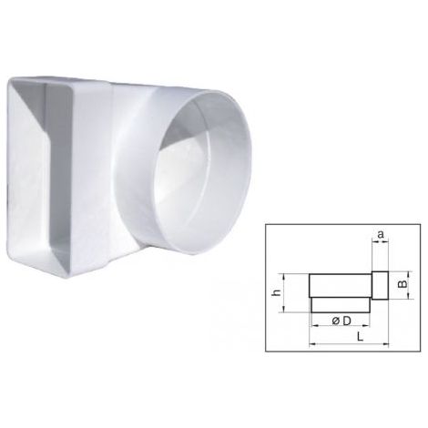 CURVA RIDUTTORE DA TONDO A RETTANGOLARE BIANCO PER TUBI AERAZIONE CAPPA (34813)