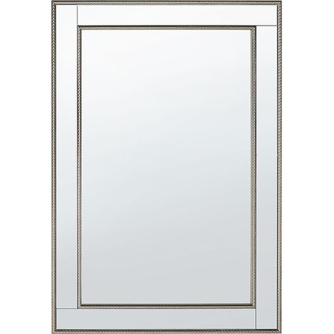 Espejo de pared 60 x 90 cm vertical minimalista art deco plata antigua para dormitorio o salón Fenioux (1/5)