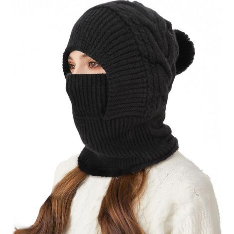 Warme Sturmhaube Damen, Thermo-Fleece Balaclava Mütze, Winddicht, 3-in-1 Kapuzenschal für Outdoor (1/5)