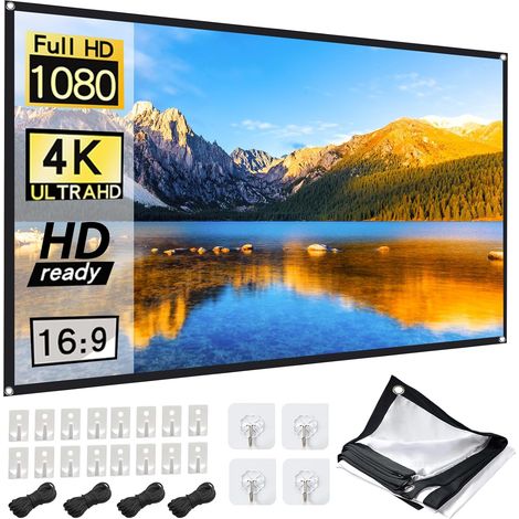 Écran de projection 60" pour vidéoprojecteur, 16:9, pour la maison, le bureau, l'école et l'extérieur (1/5)