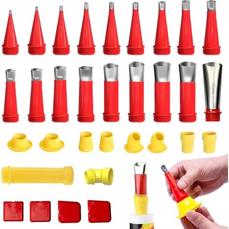 Wiederverwendbare Applikatordüse zum Abdichten, 32-teilige Monoblockdüsen aus Edelstahl, universelles integriertes Gummi-Werkzeugset, universelle integrierte Gummidüse, Düsenwerkzeug