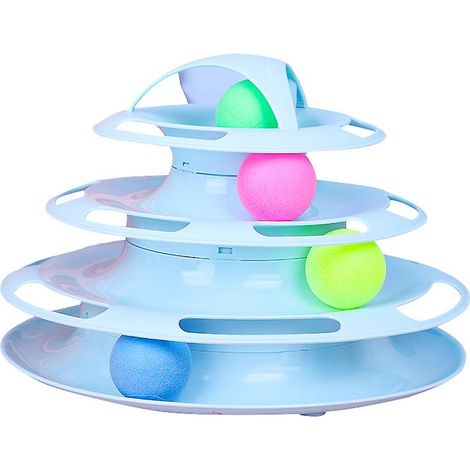 Jouets pour chats, labyrinthe à 4 niveaux, balles pour chats, jouets interactifs pour chats (bleu) (1/5)