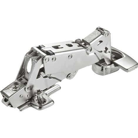 SOTECH Weitwinkelscharnier 165° Sensys 8657i Eckanschlag (vorliegend) Null-Einsprung, Soft-Close u. Schließautomatik, Schnellmontage + Montageplatte Höhe 0 mm mit Euroschrauben + Topfabdeckung (1/5)