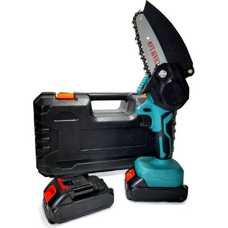 TrAdE Shop Traesio - Mini Elettrosega A Doppia Batteria Motosega Elettrica Tagliarami 6'' Valigia Lld -