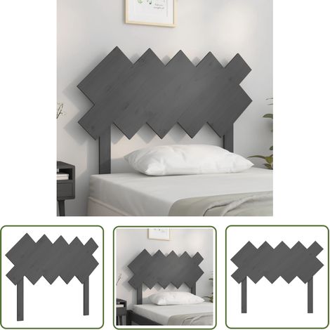 The Living Store Tête de lit Gris 104x3x80,5 cm Bois massif de pin - Tête De Lit - Lit - Meuble De Chambre - Bois Massif - Pin (1/5)