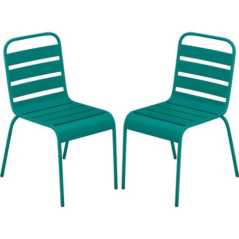 Sedia da giardino impilabili in Metallo Verde Petrolio  - Lotto di 2 - MIRMANDE di MYLIA